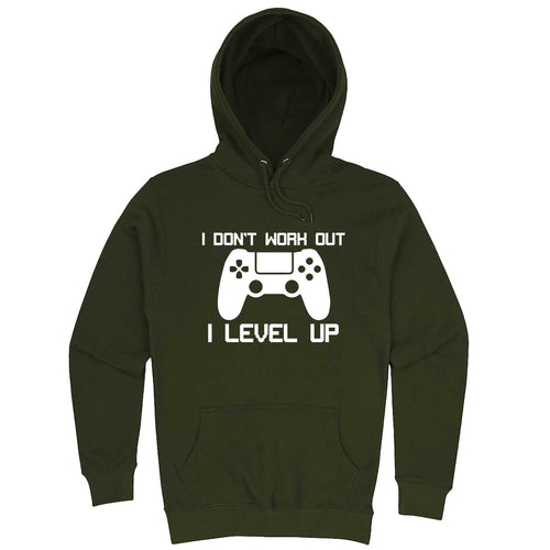  "I Don't Work Out, I Level Up - Video Games" hoodie, 3XL, Army Green