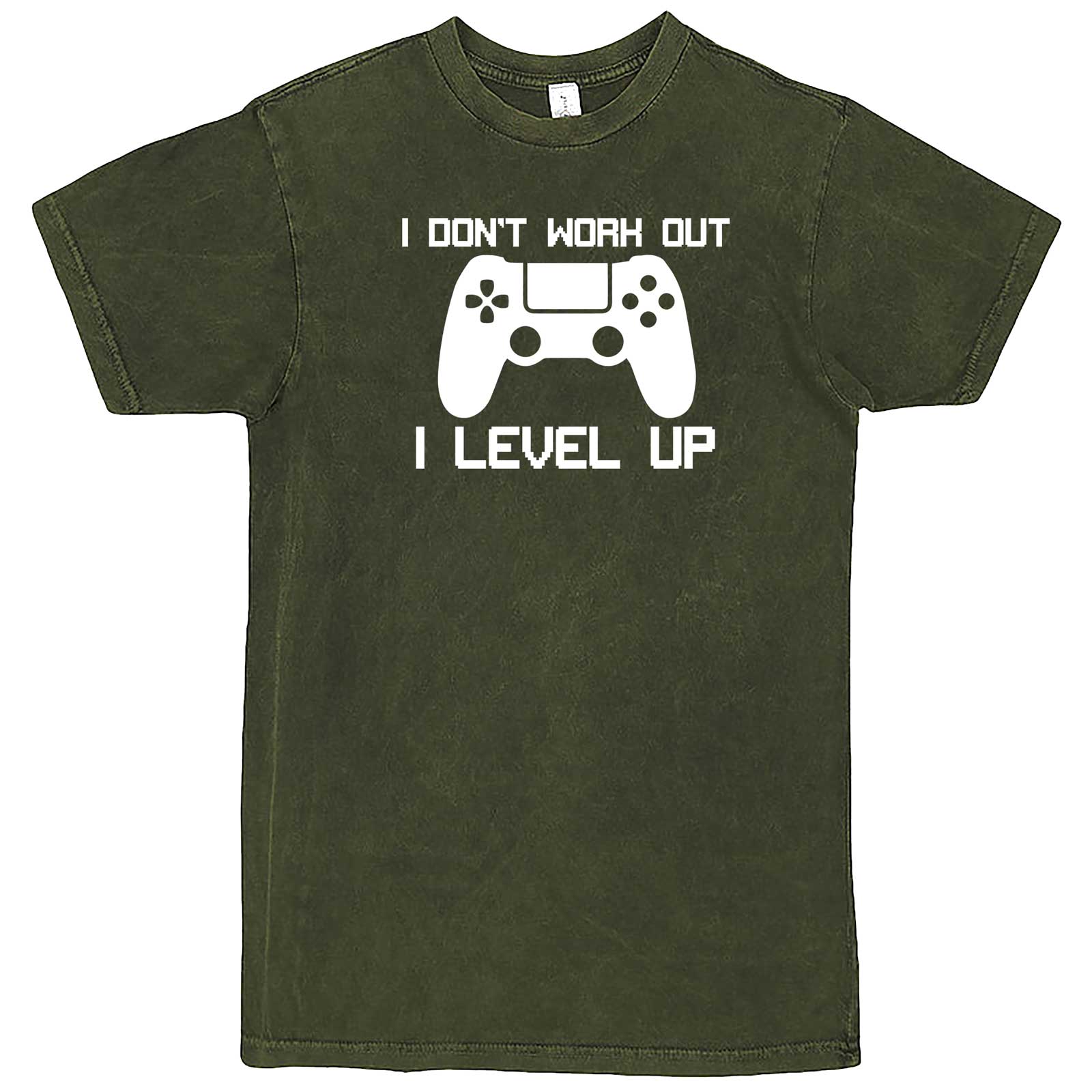  "I Don't Work Out, I Level Up - Video Games" men's t-shirt Vintage Olive