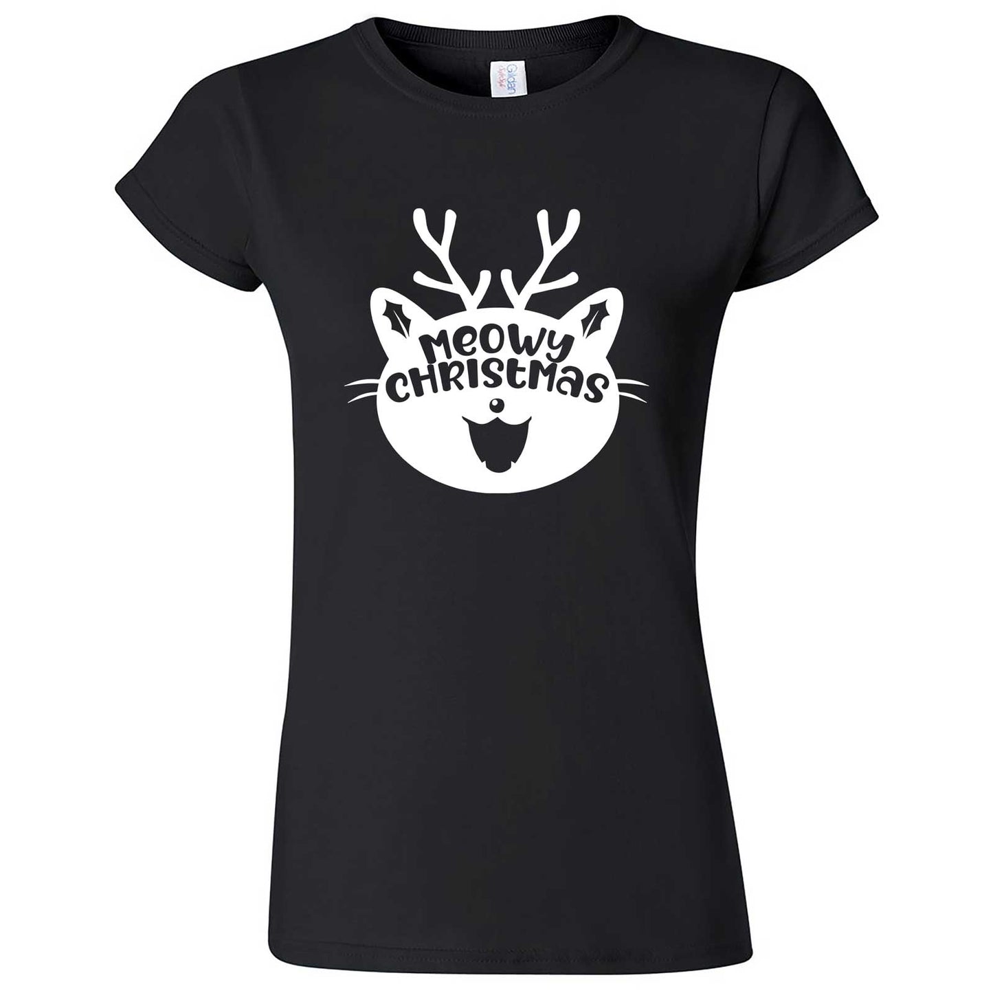  "Cute Meowy Christmas kitty" women's t-shirt Black