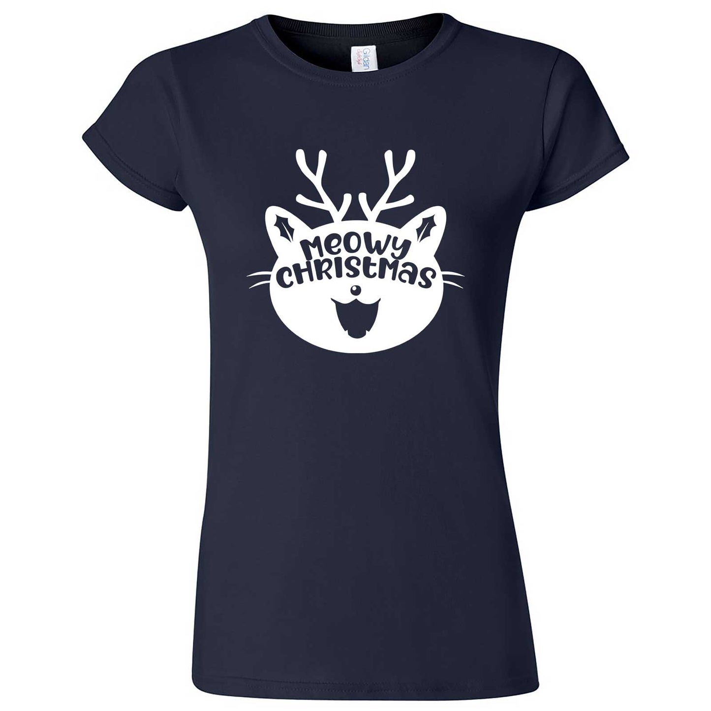  "Cute Meowy Christmas kitty" women's t-shirt Navy Blue