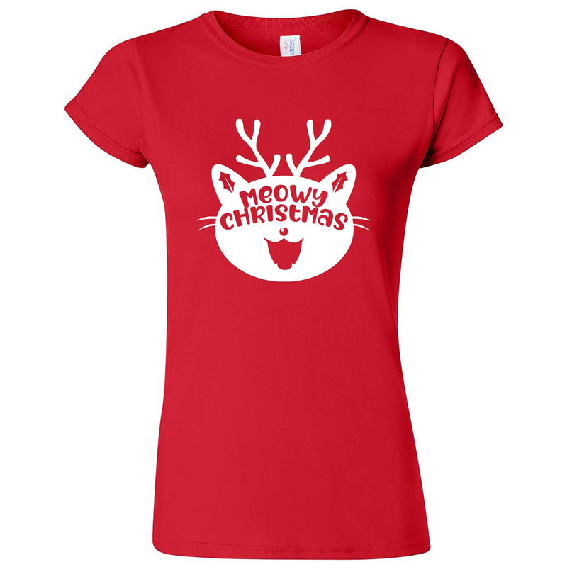 "Cute Meowy Christmas kitty" women's t-shirt Red