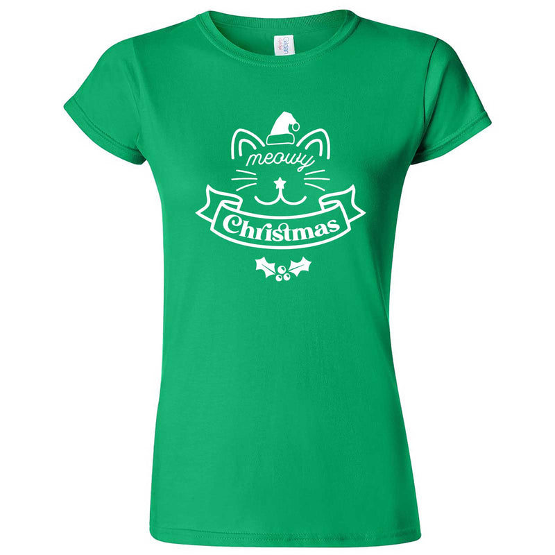  "Adorable Meowy Christmas kitty" women's t-shirt Irish Green