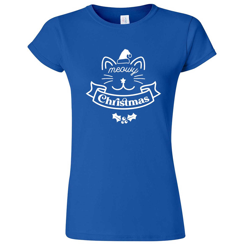  "Adorable Meowy Christmas kitty" women's t-shirt Royal Blue