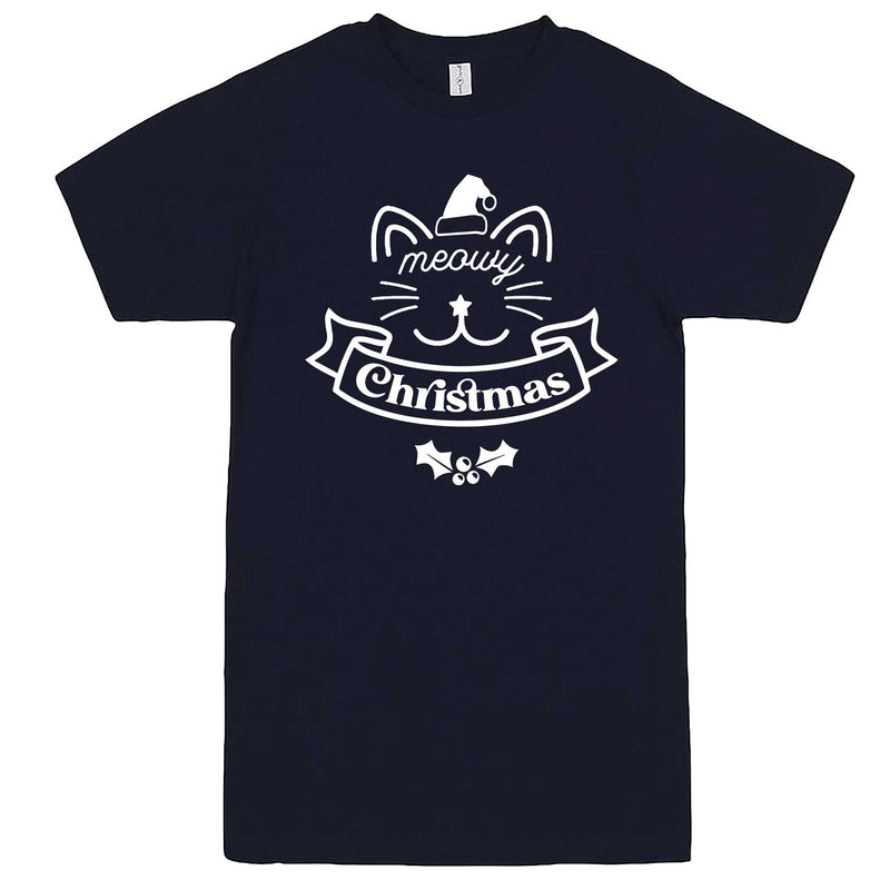  "Adorable Meowy Christmas kitty" men's t-shirt Navy-Blue