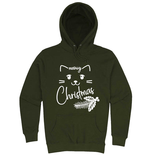  "Sweet Meowy Christmas kitty" hoodie, 3XL, Army Green