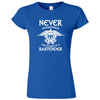  "Never Underestimate the Power of a Bartender" women's t-shirt Royal Blue