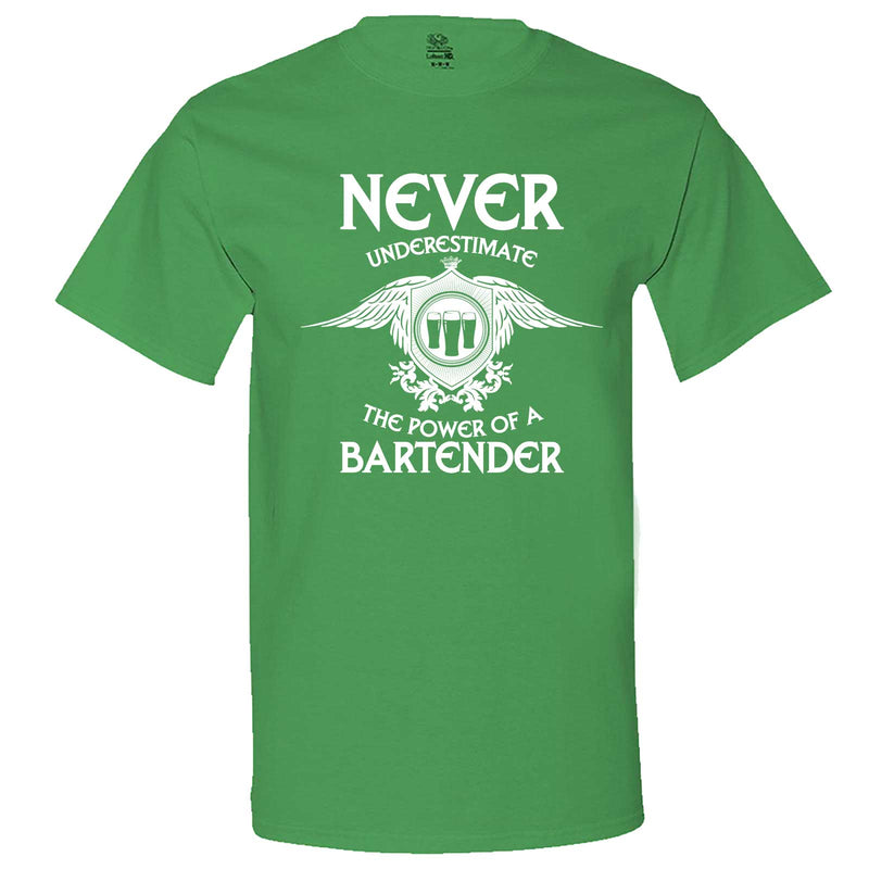  "Never Underestimate the Power of a Bartender" men's t-shirt Irish-Green