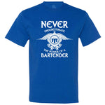  "Never Underestimate the Power of a Bartender" men's t-shirt Royal-Blue