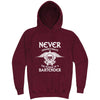  "Never Underestimate the Power of a Bartender" hoodie, 3XL, Vintage Brick