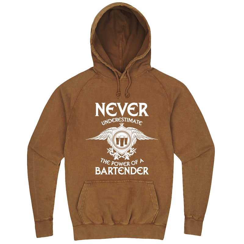  "Never Underestimate the Power of a Bartender" hoodie, 3XL, Vintage Camel