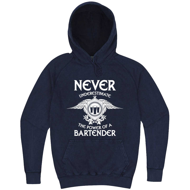  "Never Underestimate the Power of a Bartender" hoodie, 3XL, Vintage Denim