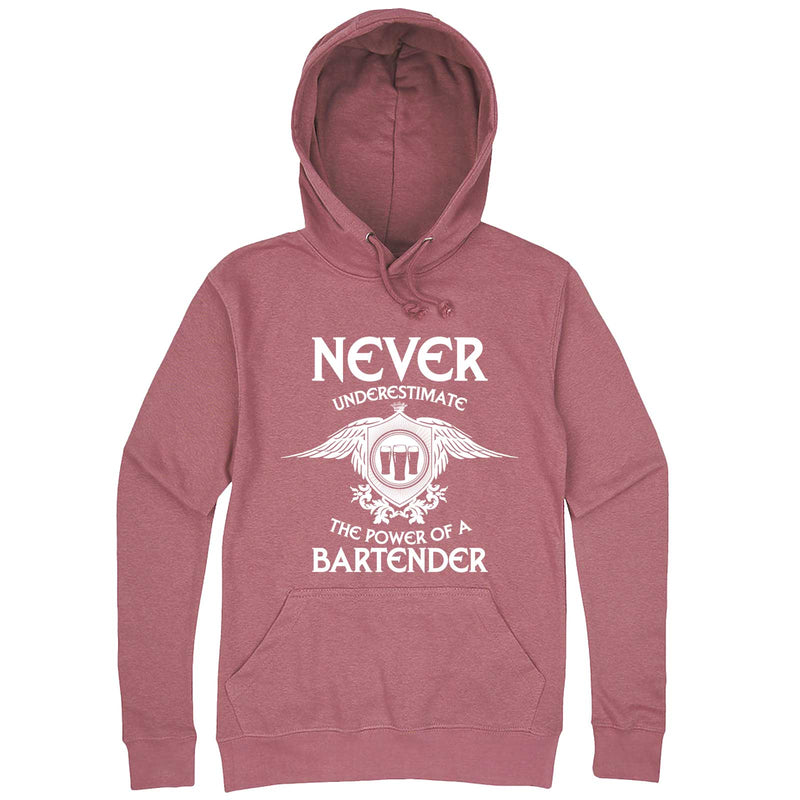  "Never Underestimate the Power of a Bartender" hoodie, 3XL, Mauve