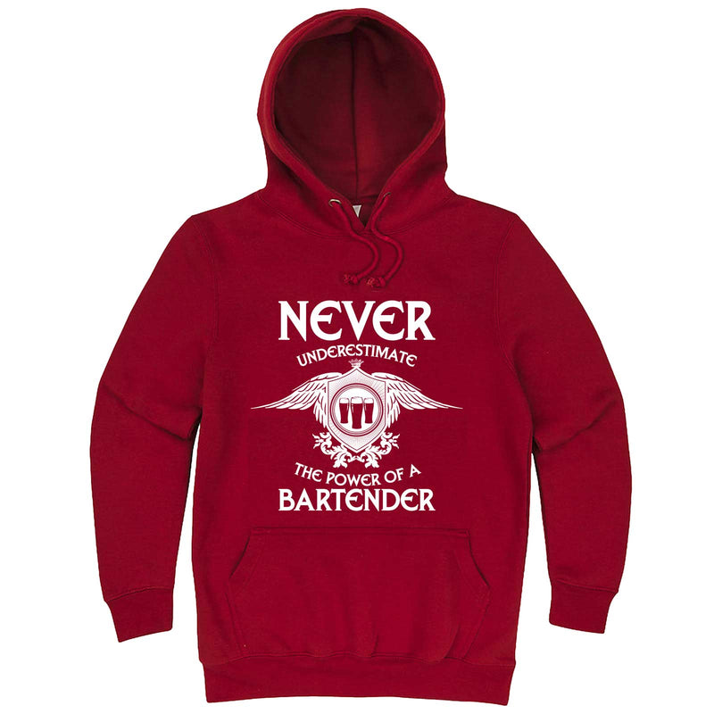  "Never Underestimate the Power of a Bartender" hoodie, 3XL, Paprika