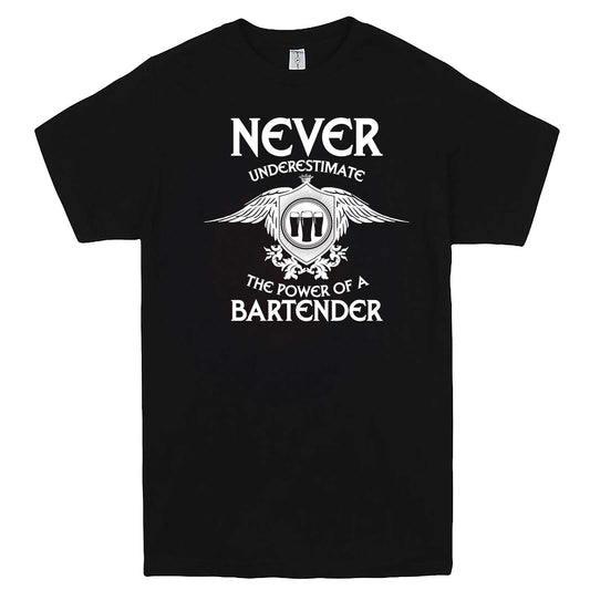  "Never Underestimate the Power of a Bartender" men's t-shirt Black