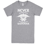  "Never Underestimate the Power of a Bartender" men's t-shirt Heather-Grey