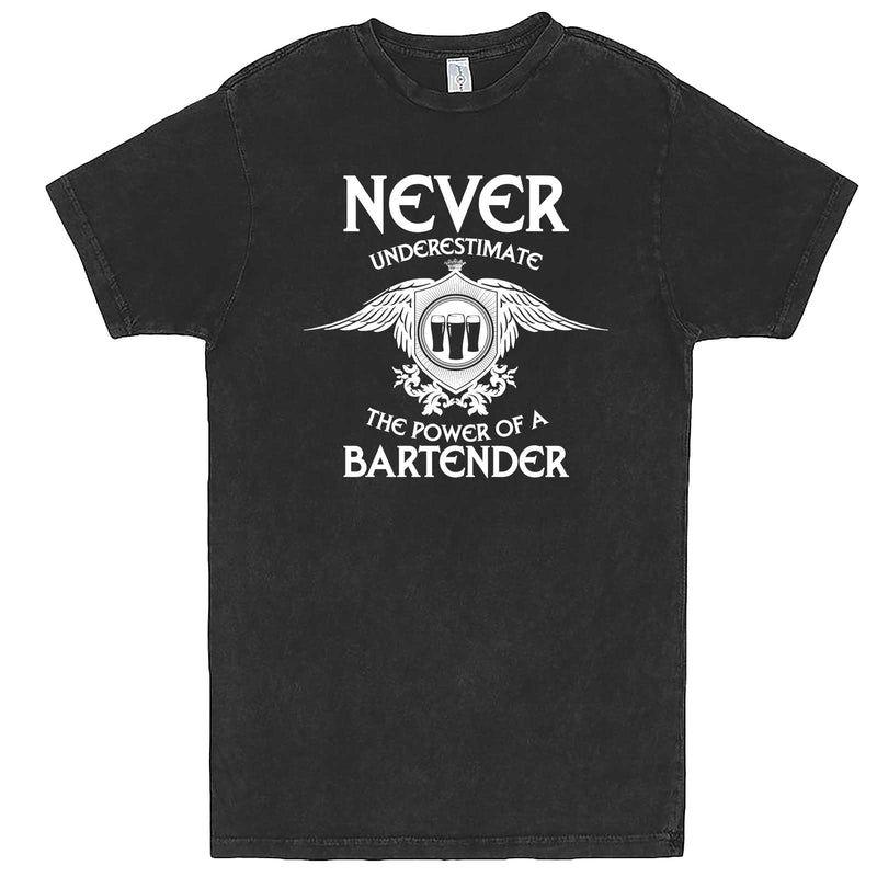  "Never Underestimate the Power of a Bartender" men's t-shirt Vintage Black