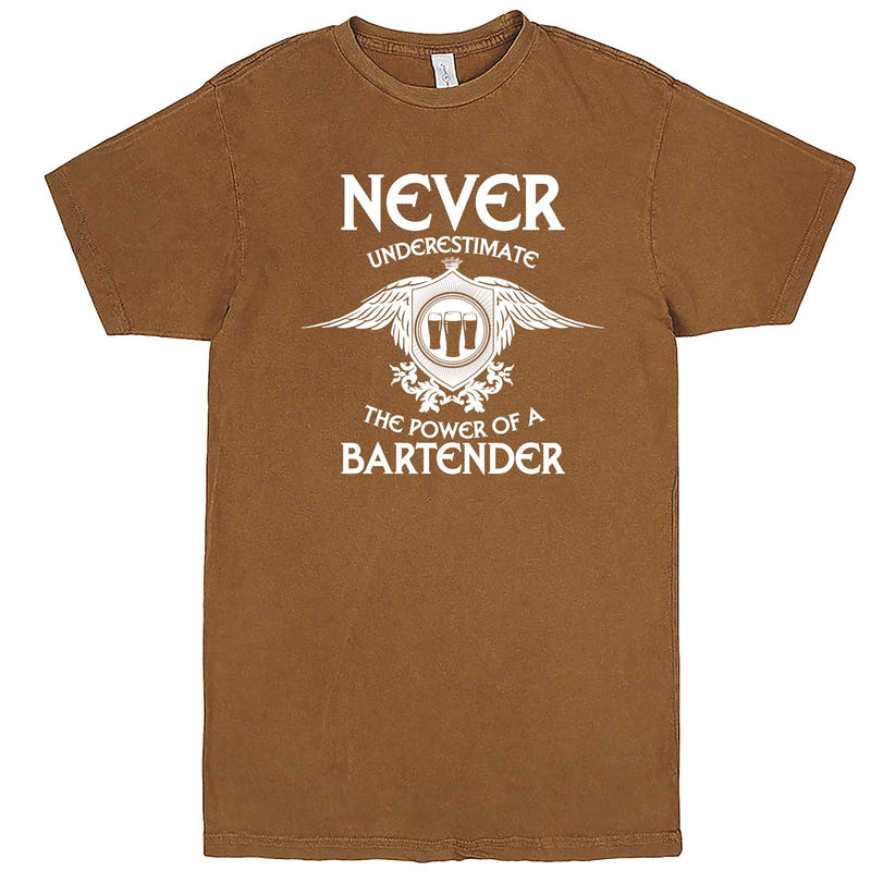  "Never Underestimate the Power of a Bartender" men's t-shirt Vintage Camel