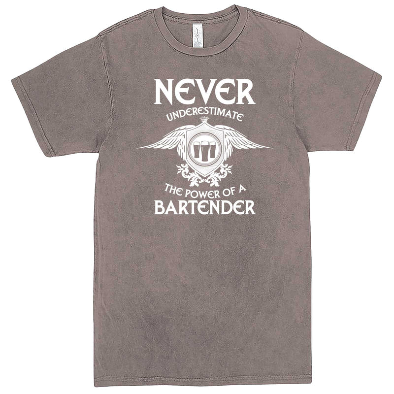  "Never Underestimate the Power of a Bartender" men's t-shirt Vintage Zinc