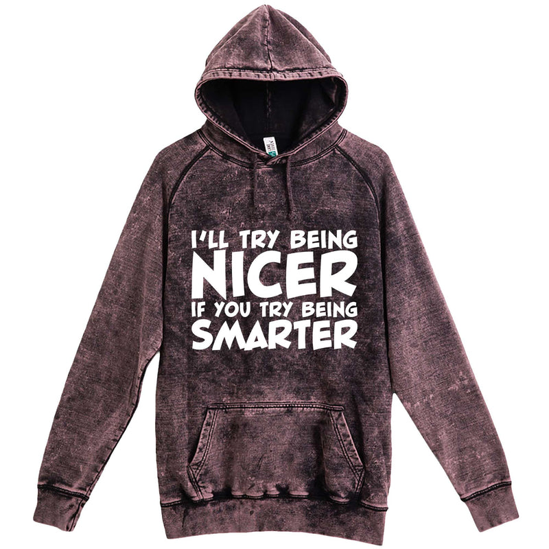  "I'll Try Being Nicer if You Try Being Smarter 1" hoodie, 3XL, Vintage Cloud Black