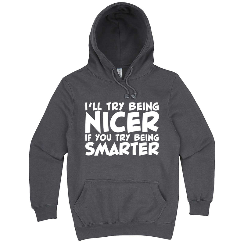 "I'll Try Being Nicer if You Try Being Smarter 1" hoodie, 3XL, Storm