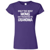  "Only the Best Moms Get Promoted to Grandma, White Text" women's t-shirt Purple
