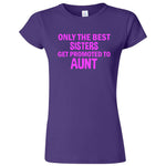  "Only the Best Sisters Get Promoted to Aunt, pink text" women's t-shirt Purple