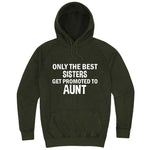  "Only the Best Sisters Get Promoted to Aunt, white text" hoodie, 3XL, Vintage Olive