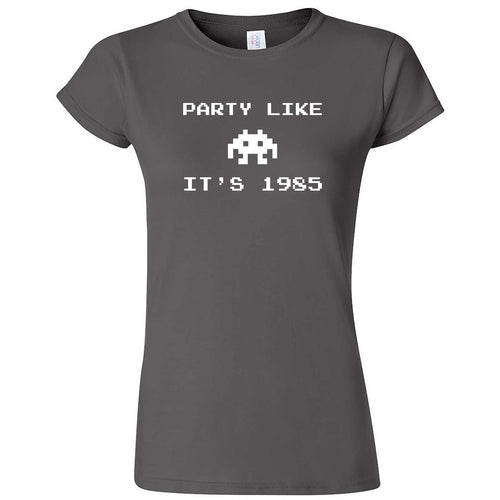  "Party Like It's 1985 - Space Alien" women's t-shirt Charcoal