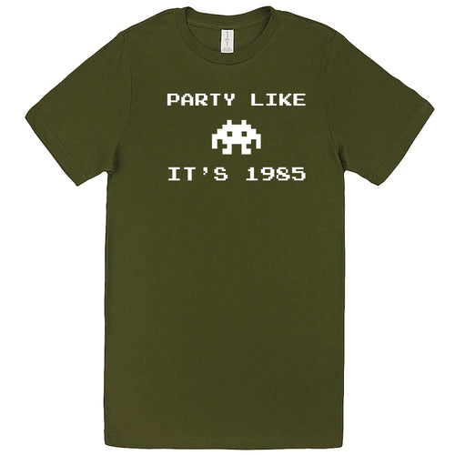  "Party Like It's 1985 - Space Alien" men's t-shirt Army Green