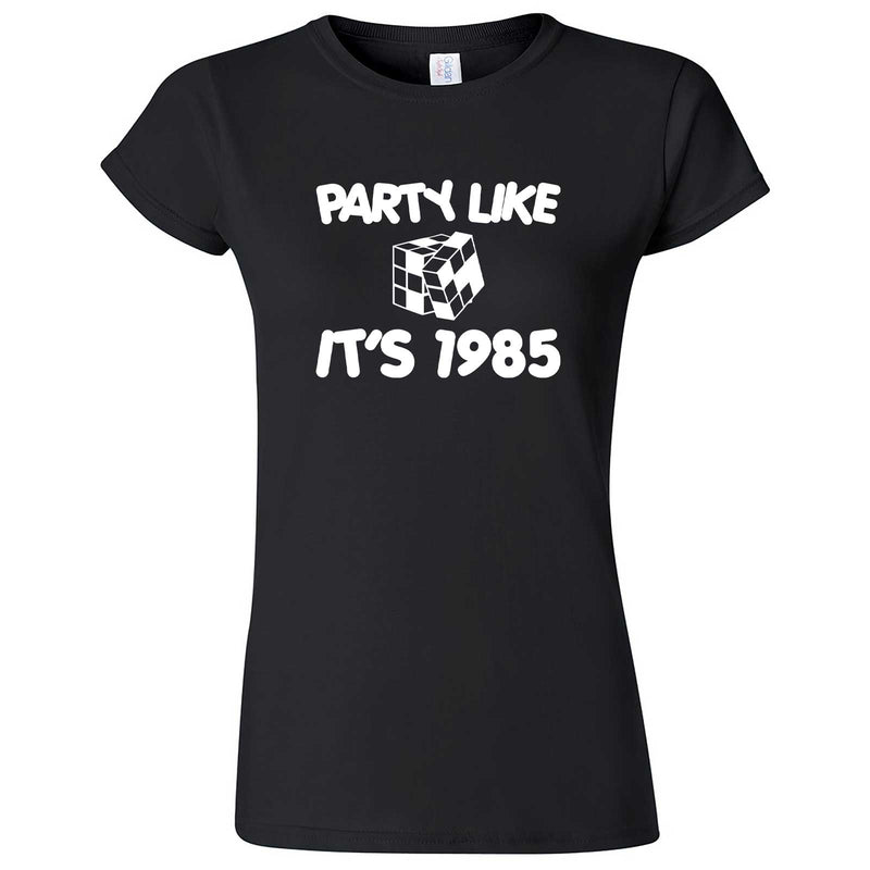  "Party Like It's 1985 - Puzzle Cube" women's t-shirt Black