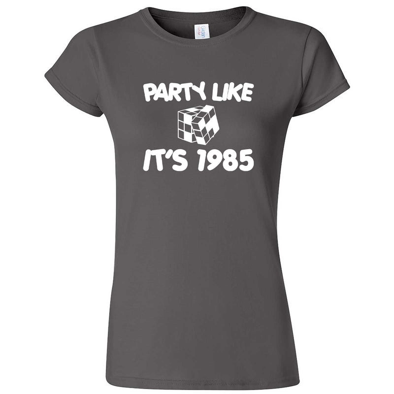  "Party Like It's 1985 - Puzzle Cube" women's t-shirt Charcoal