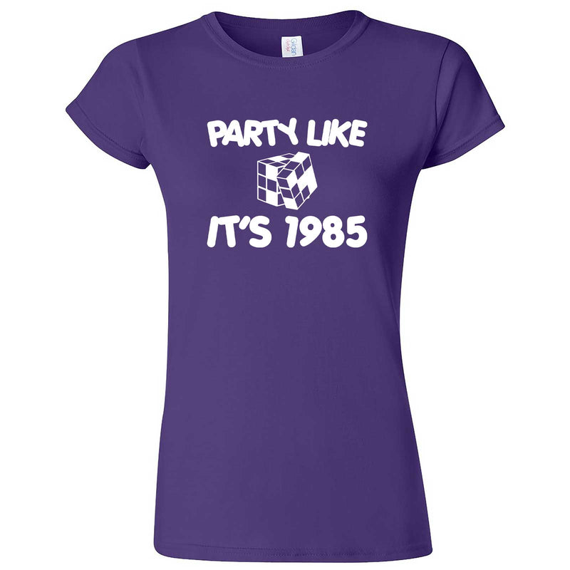  "Party Like It's 1985 - Puzzle Cube" women's t-shirt Purple