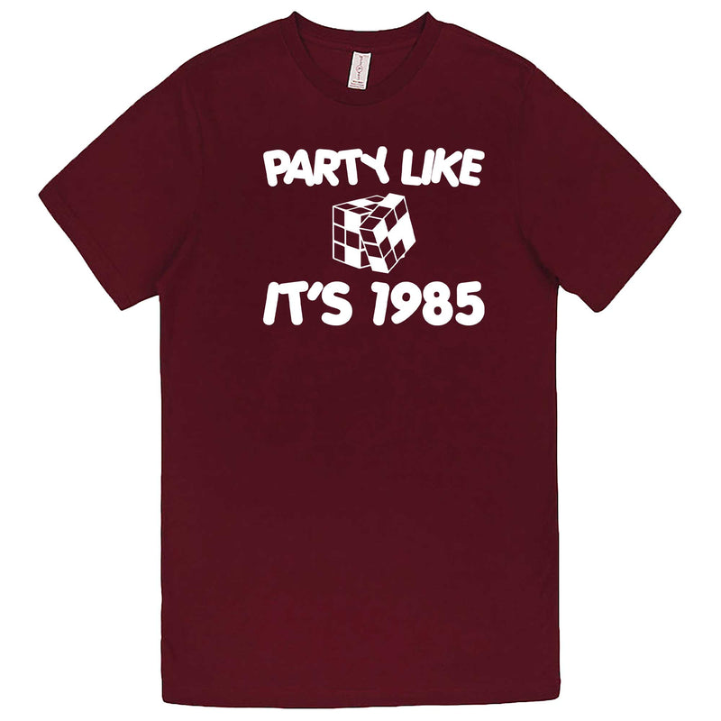  "Party Like It's 1985 - Puzzle Cube" men's t-shirt Burgundy