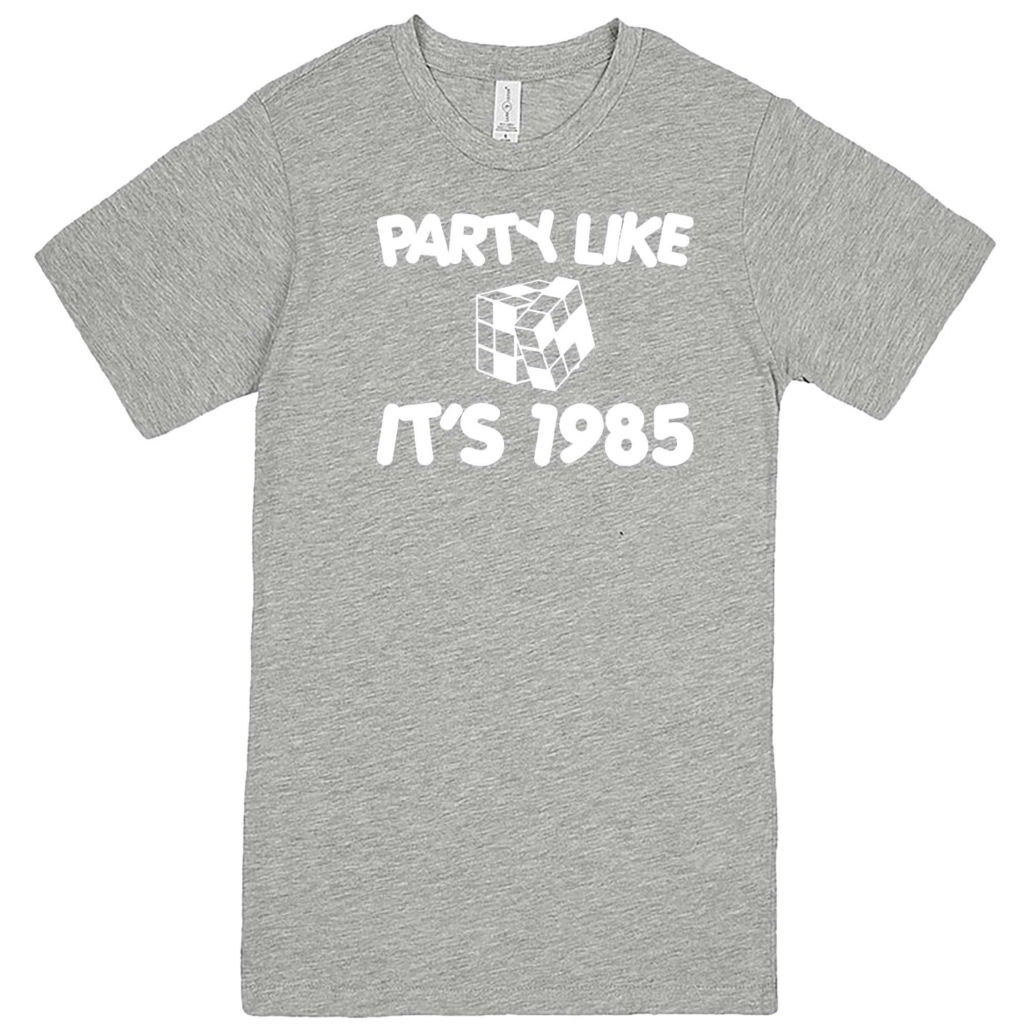  "Party Like It's 1985 - Puzzle Cube" men's t-shirt Heather Grey