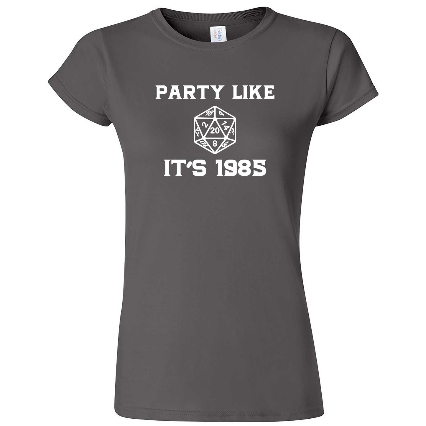  "Party Like It's 1985 - RPG Dice" women's t-shirt Charcoal