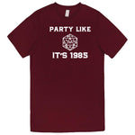  "Party Like It's 1985 - RPG Dice" men's t-shirt Burgundy