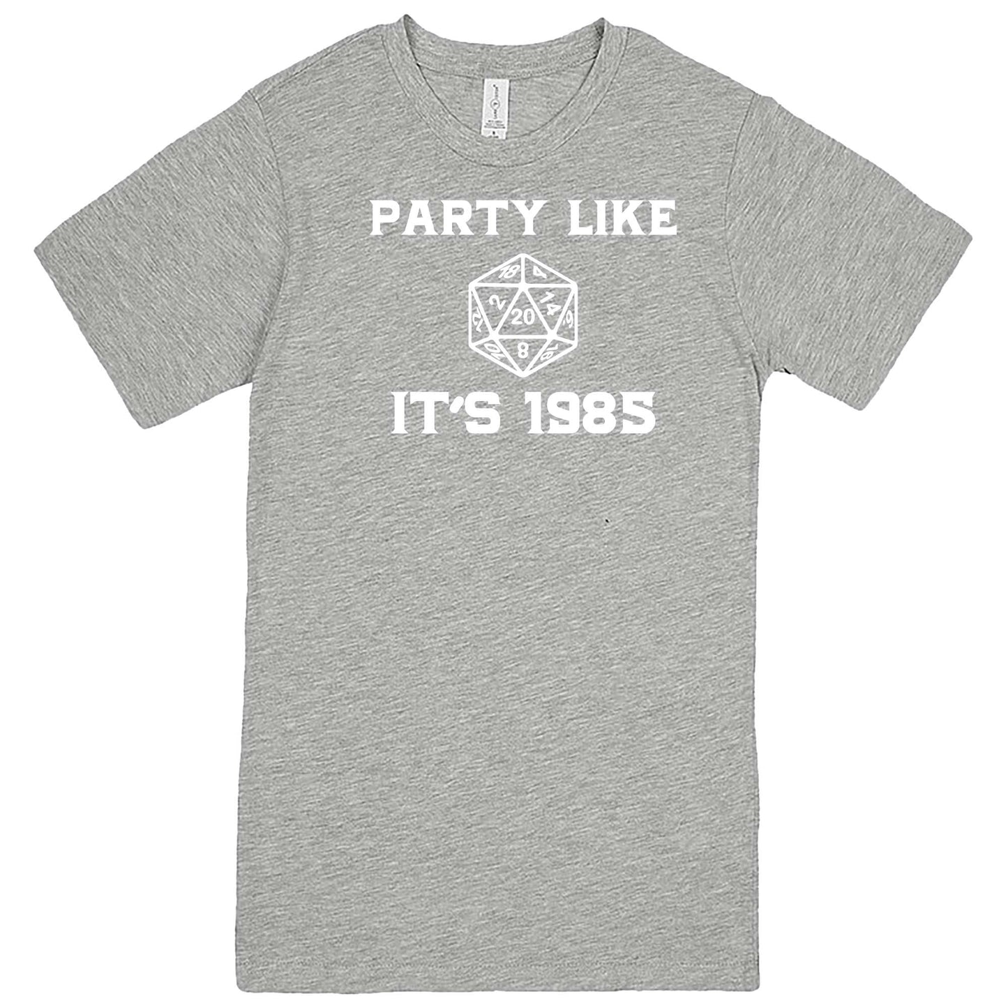  "Party Like It's 1985 - RPG Dice" men's t-shirt Heather Grey