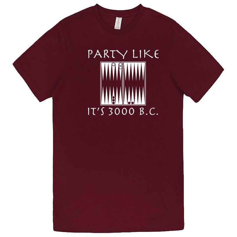  "Party Like It's 3000 B.C. - Backgammon" men's t-shirt Burgundy