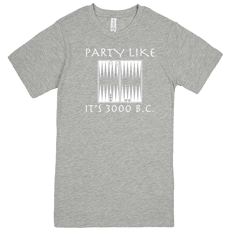  "Party Like It's 3000 B.C. - Backgammon" men's t-shirt Heather Grey