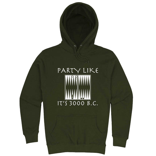  "Party Like It's 3000 B.C. - Backgammon" hoodie, 3XL, Army Green