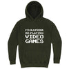  "I'd Rather Be Playing Video Games" hoodie, 3XL, Vintage Olive