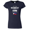  "I Hate Being This Damn Sexy But I'm Filipino So I Can't Help It" women's t-shirt Navy Blue