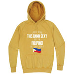  "I Hate Being This Damn Sexy But I'm Filipino So I Can't Help It" hoodie, 3XL, Vintage Mustard