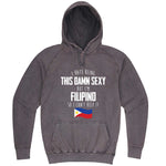  "I Hate Being This Damn Sexy But I'm Filipino So I Can't Help It" hoodie, 3XL, Vintage Zinc