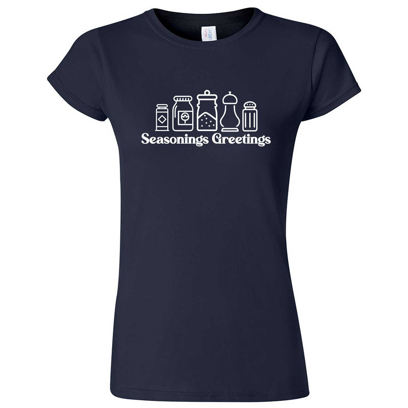  "Seasonings Greetings" women's t-shirt Navy Blue