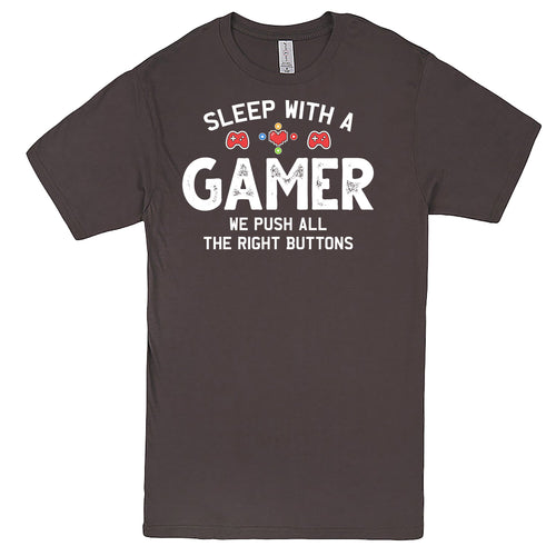 "Sleep With a Gamer, We Push All the Right Buttons" Men's Shirt Charcoal