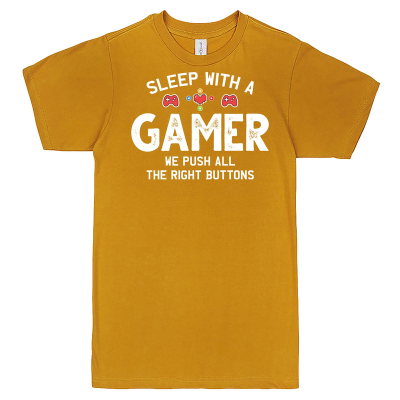 "Sleep With a Gamer, We Push All the Right Buttons" Men's Shirt Mustard