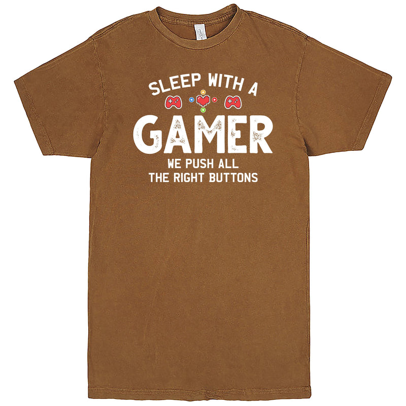 "Sleep With a Gamer, We Push All the Right Buttons" Men's Shirt Vintage Camel