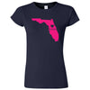  "Florida Home State Pride, Pink" women's t-shirt Navy Blue