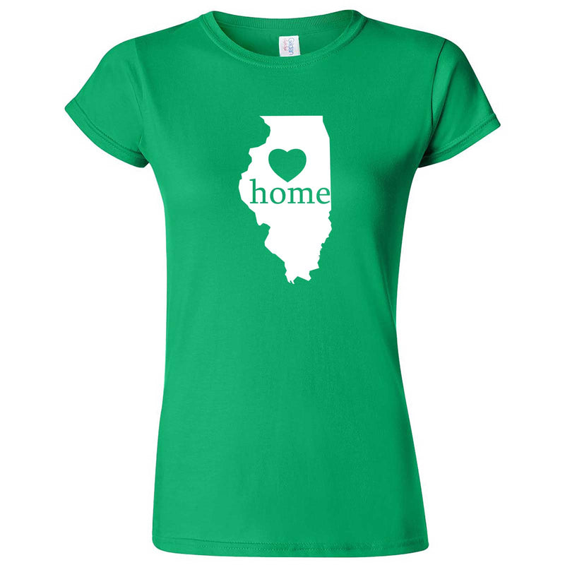  "Illinois Home State Pride, Pink" women's t-shirt Irish Green